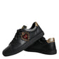 Dolce & Gabbana Black Leather Heart Low Top Casual Sneaker Shoes