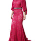 Dolce & Gabbana Pink Lace Crystal Sheath Long Gown Dress