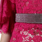 Dolce & Gabbana Pink Lace Crystal Sheath Long Gown Dress