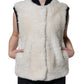 Burberry White WARRENFORD Shearling Leather Vest Coat Jacket