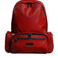 Dolce & Gabbana Red Patent Leather Logo Plaque Backpack Bag