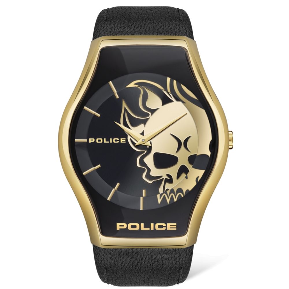 Police Black Leather Watch