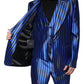 Dolce & Gabbana Metallic Blue Stripes Formal 3 Piece Suit