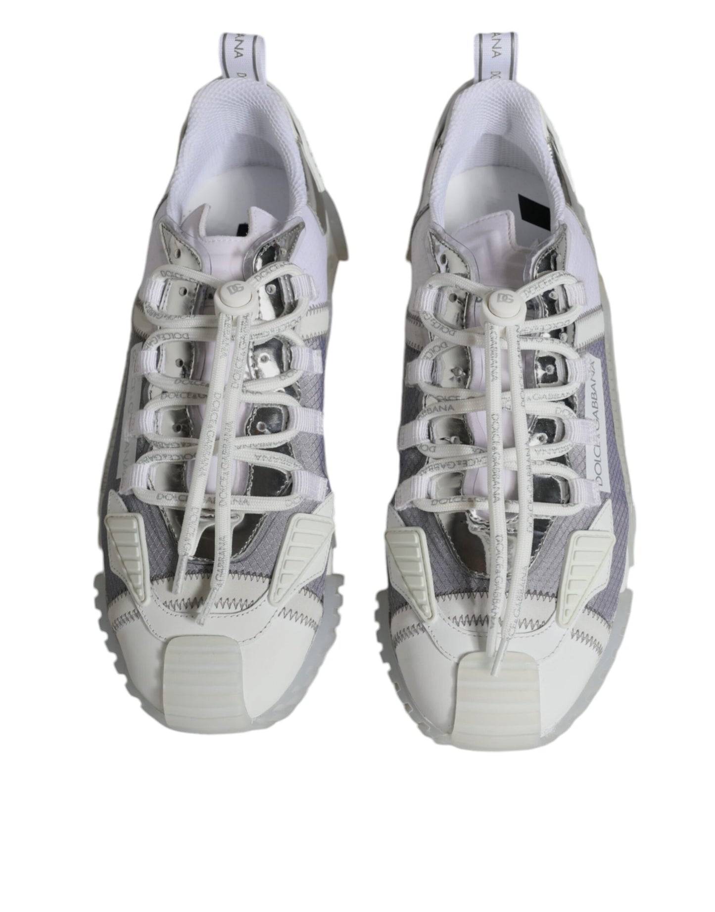 Dolce & Gabbana White Silver Low Top NS1 Sneakers Shoes