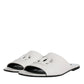 Dolce & Gabbana White DG Cut Out Leather Slides Sandals Shoes