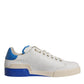 Dolce & Gabbana White Blue Perforated Low Top Sneakers Shoes