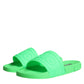 Dolce & Gabbana Green Leather Slides Sandals Beachwear Shoes