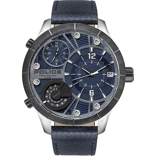 Police Blue Leather Watch