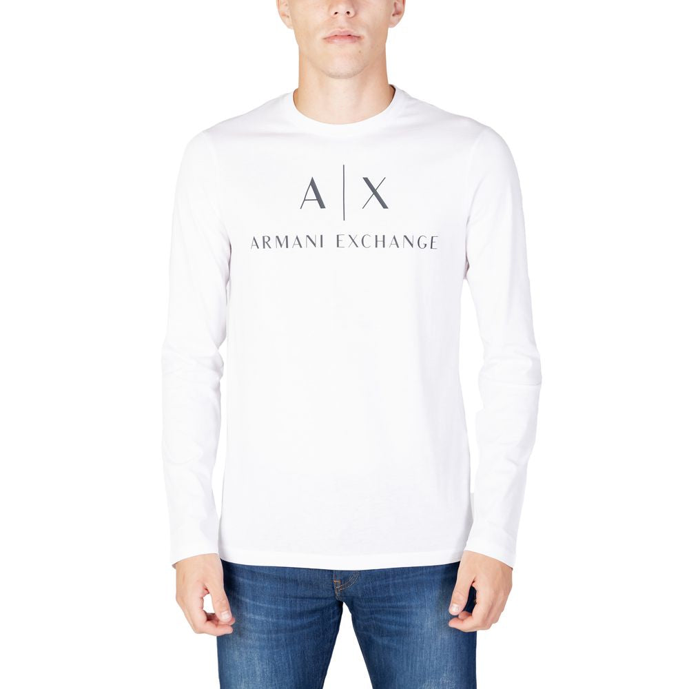 Armani Exchange White Cotton Long Sleeve Mens T-Shirt