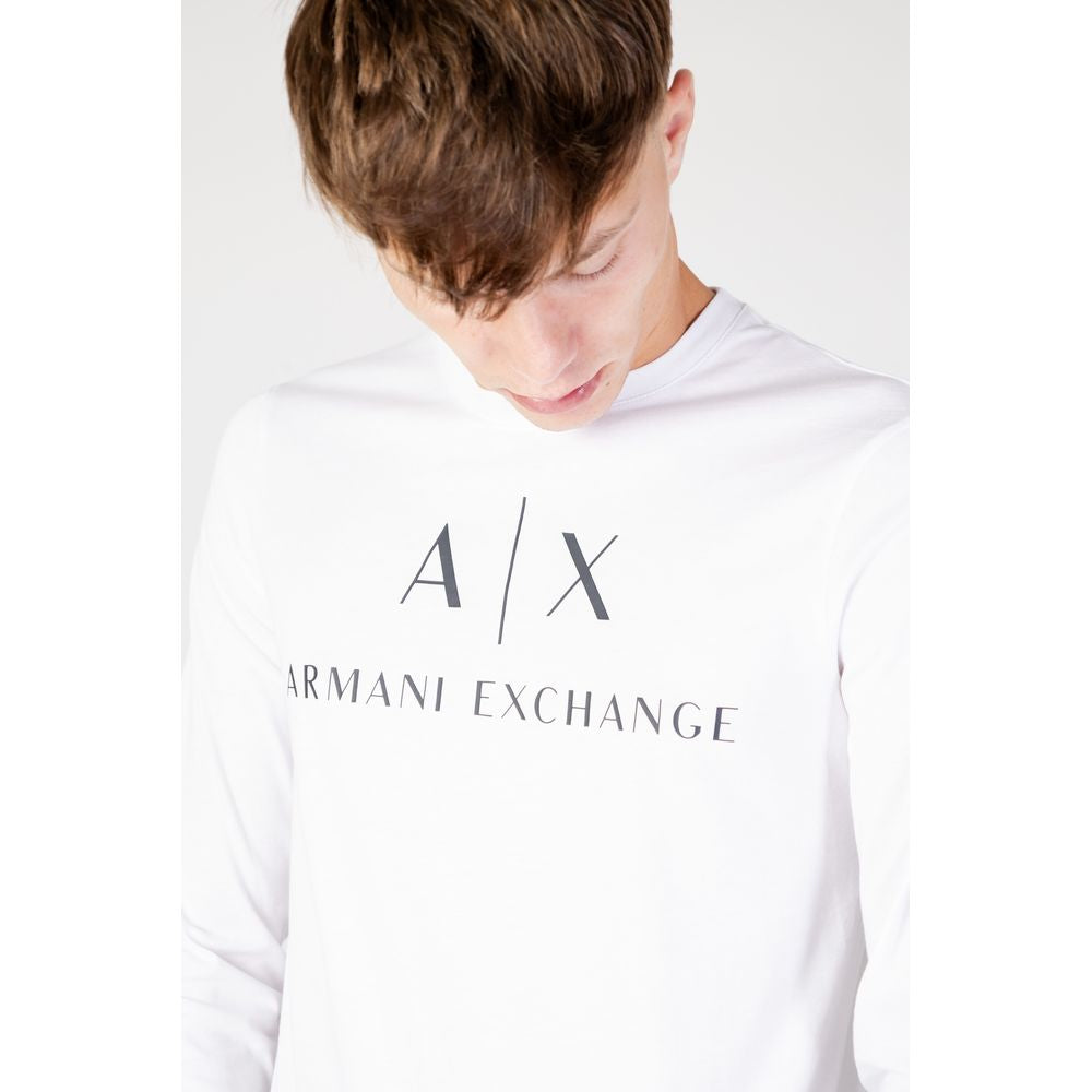 Armani Exchange White Cotton Long Sleeve Mens T-Shirt