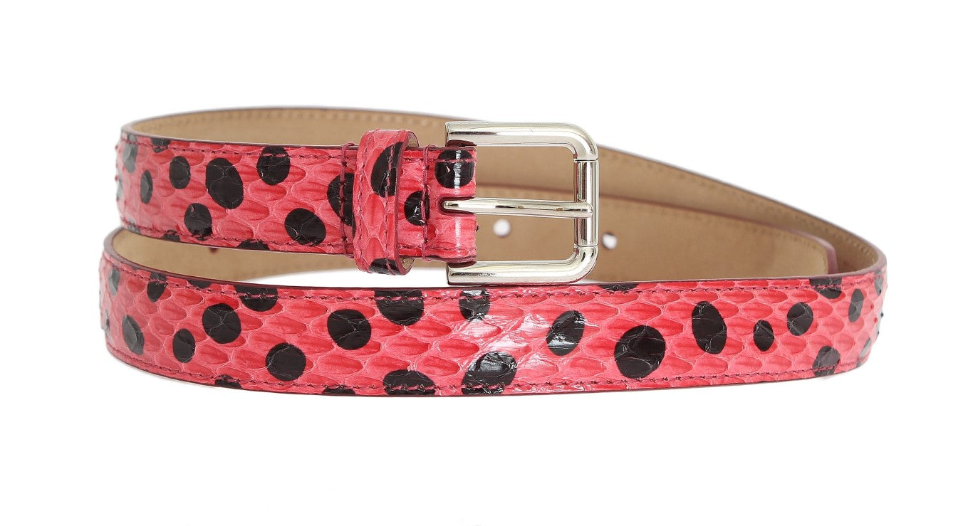 Dolce & Gabbana Polka Dot Snakeskin Belt with Silver Buckle