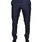 Dolce & Gabbana Blue Polyester Formal Tuxedo Pants