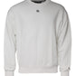 Dolce & Gabbana White Logo Cotton Crew Neck Pullover Sweater