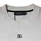 Dolce & Gabbana White Logo Cotton Crew Neck Pullover Sweater