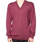 Dolce & Gabbana Maroon Cashmere V-neck Men Pullover Sweater