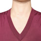 Dolce & Gabbana Maroon Cashmere V-neck Men Pullover Sweater