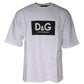Dolce & Gabbana White Logo Print Cotton Crew Neck T-shirt