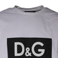 Dolce & Gabbana White Logo Print Cotton Crew Neck T-shirt