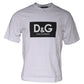 Dolce & Gabbana White Logo Print Cotton Crew Neck T-shirt