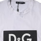 Dolce & Gabbana White Logo Print Cotton Crew Neck T-shirt