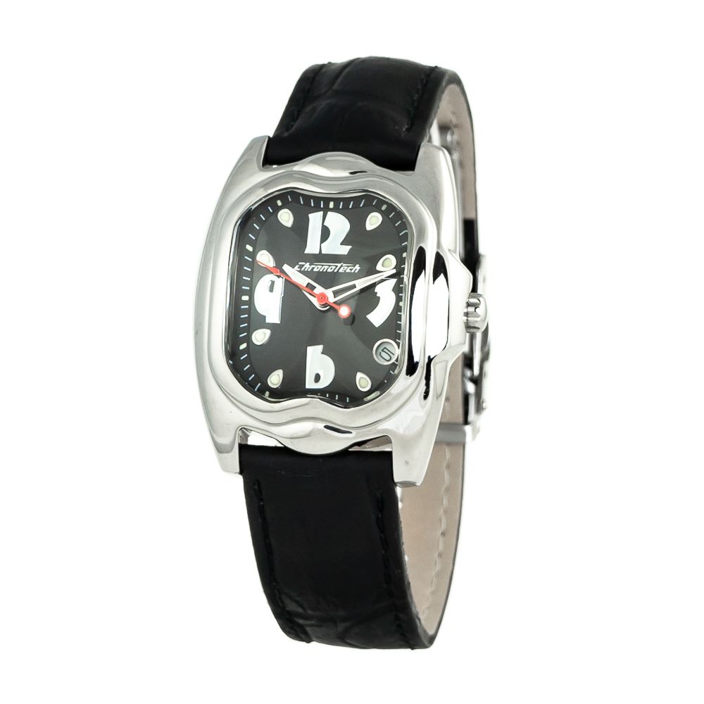 Chronotech Black Leather Watch