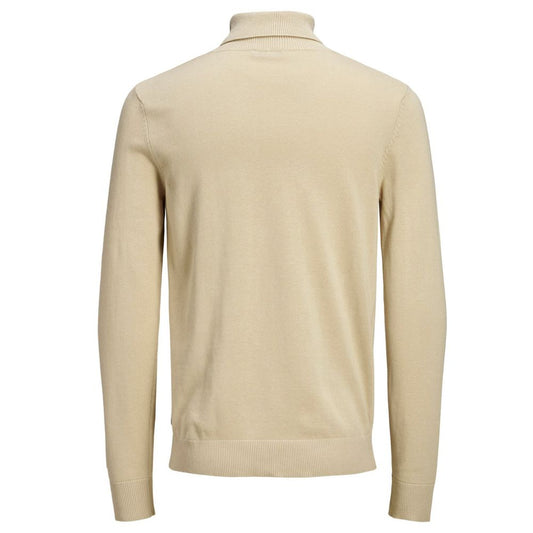 Jack Jones Beige Cotton Turtleneck Mens Sweater