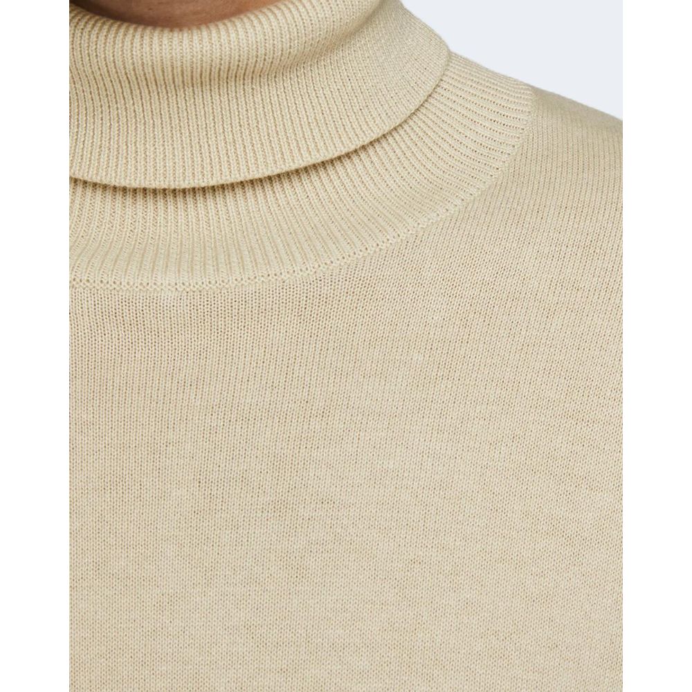 Jack Jones Beige Cotton Turtleneck Mens Sweater