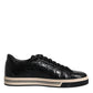 Dolce & Gabbana Black Leather Low Top Men Sneakers Shoes