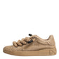 Dolce & Gabbana Brown Jute Fabric Low Top Men Sneakers Shoes