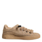 Dolce & Gabbana Brown Jute Fabric Low Top Men Sneakers Shoes