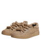 Dolce & Gabbana Brown Jute Fabric Low Top Men Sneakers Shoes