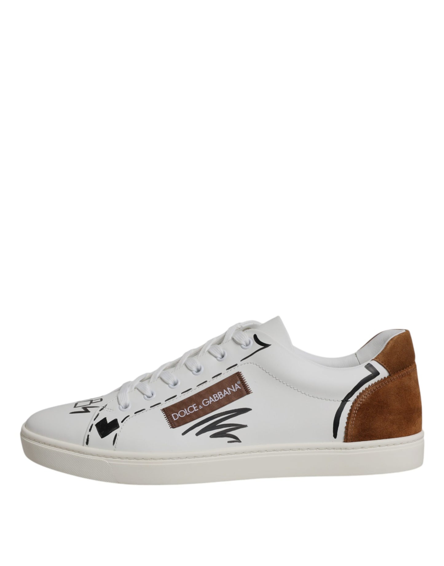 Dolce & Gabbana White Brown London Low Top Men Sneakers Shoes