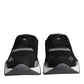 Versace Black Leather Neoprene Chunky Low Top Sneakers Squalo Shoes