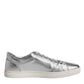 Dolce & Gabbana Silver London Low Top Leather Sneakers Shoes