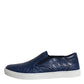 Dolce & Gabbana Blue Croc Exotic Leather Men Sneakers Shoes