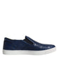 Dolce & Gabbana Blue Croc Exotic Leather Men Sneakers Shoes