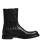 Dolce & Gabbana Black Horse Leather Mid Calf Boots Shoes