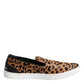 Dolce & Gabbana Brown Calfskin Fur Leopard Men Sneakers Shoes