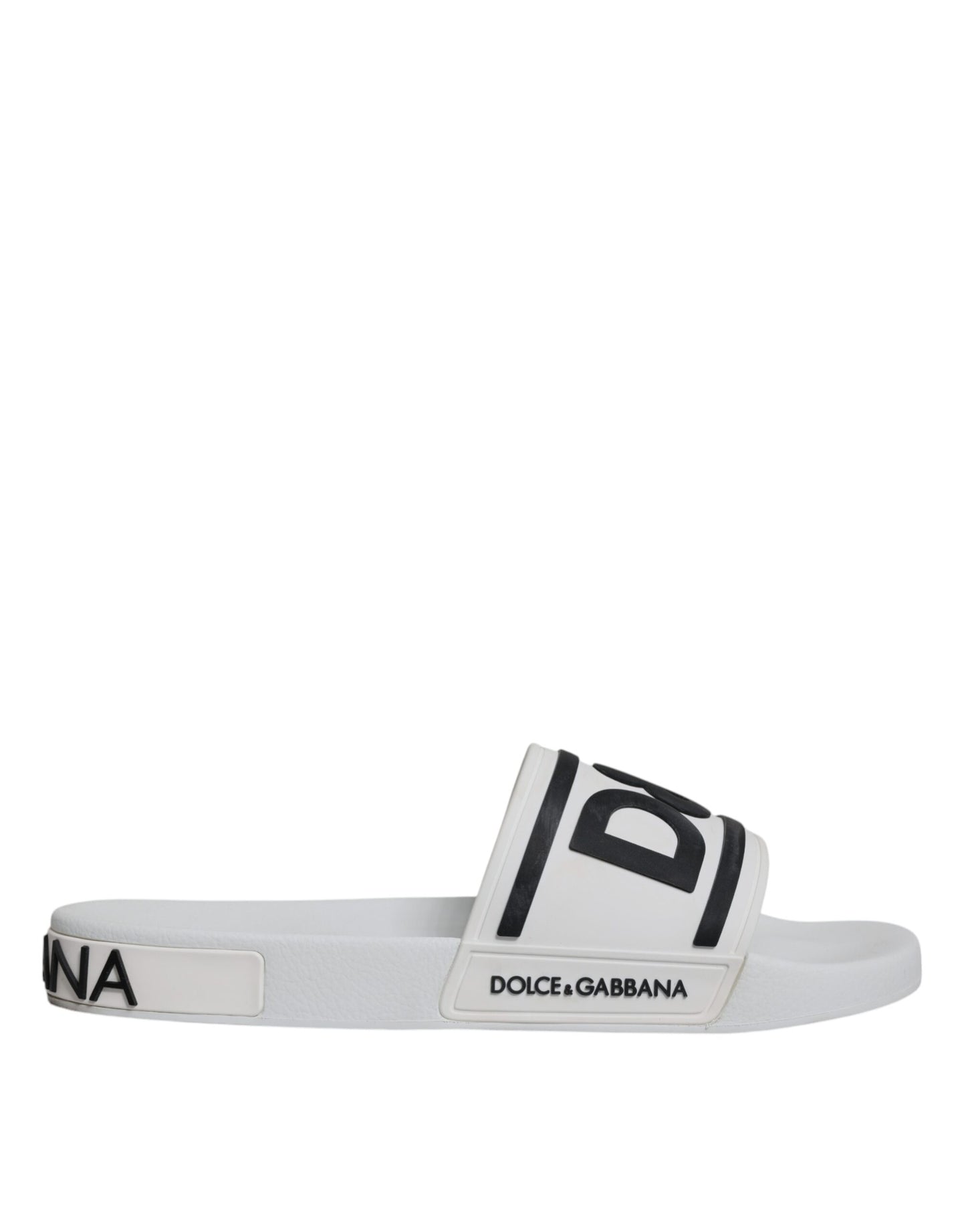 Dolce & Gabbana White Black Sandals Rubber Beachwear Shoes