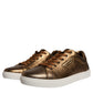 Dolce & Gabbana Gold Leather Logo London Men Sneaker Shoes