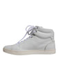 Dolce & Gabbana White Leather Mid Top Men Sneakers Shoes