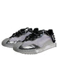 Dolce & Gabbana Silver Black Nylon NS1 Low Top Sneakers Shoes