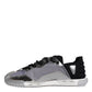 Dolce & Gabbana Silver Black Nylon NS1 Low Top Sneakers Shoes