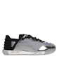 Dolce & Gabbana Silver Black Nylon NS1 Low Top Sneakers Shoes