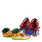 Dolce & Gabbana Multicolor Carretto Crystal Fur Sandals Shoes