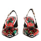Dolce & Gabbana Multicolor Leather Crystal Heels Slingback Shoes