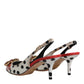 Dolce & Gabbana Multicolor Leather Crystal Heels Slingback Shoes