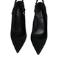 Dolce & Gabbana Black Embellished Charmeuse Slingback Shoes