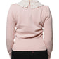 Dolce & Gabbana Pink Cashmere Collar Knitted Long Sleeves Top