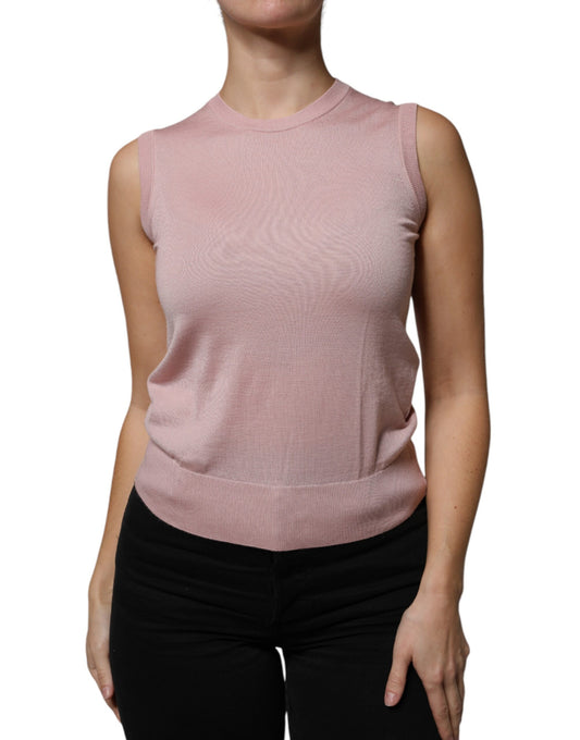 Dolce & Gabbana Pink Cashmere Knitted Sleeveless Tank Top